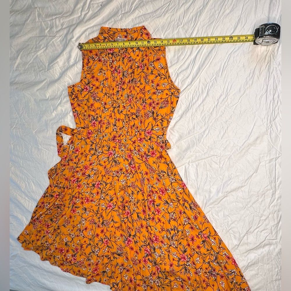 🍊 Nanette Lepore Orange Floral Pintuck Midi Dress – Size 10 - Picture 11 of 15